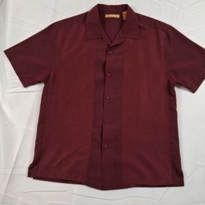 Rich Burgundy colored Casual Button Down Shirt with Camp Collar